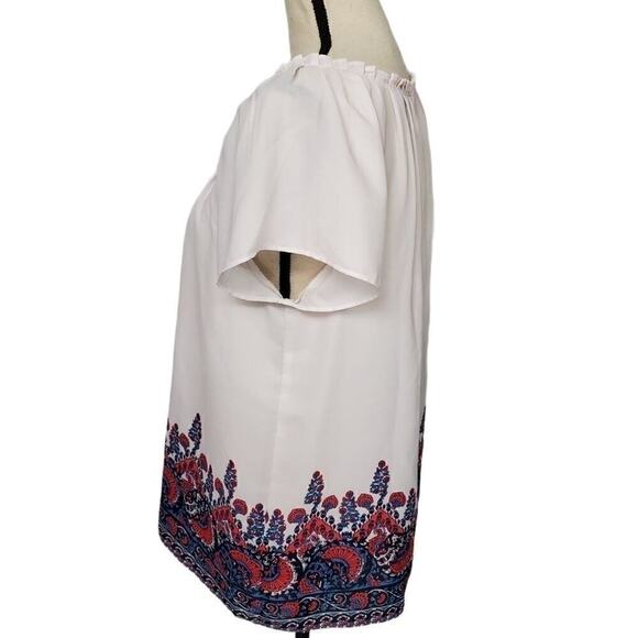 Loft Pleated Pink Floral Peasant Top Petite - Picture 4 of 6